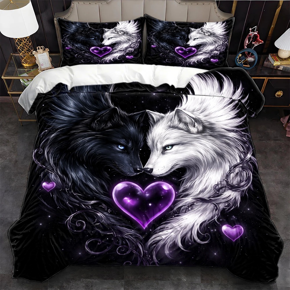 Duvet Cover Sets With Zipper - 3-delige, populaire zwart-witte dekbedovertrekset met dubbele
