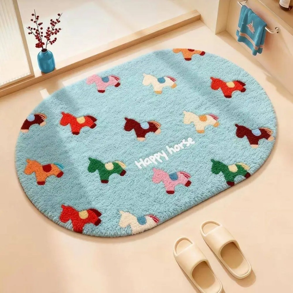 Quick Dry Diatomite Bath Mat - VIKAMA Antislip paardenzodiac wasbare badmat, absorberend,