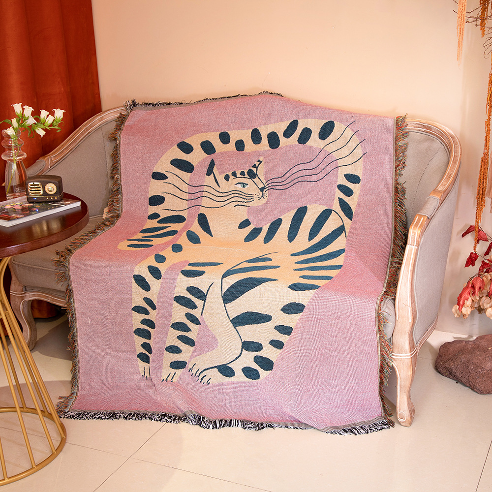 Boho Throw Blanket Fringe - Textiel Stad Ins Roze Meisje Kat