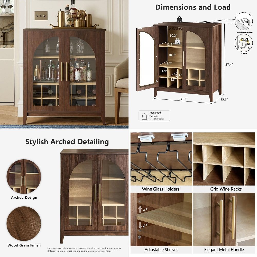 Storage & Organization - Hoge opbergkast met gegroefde deuren, glazen
