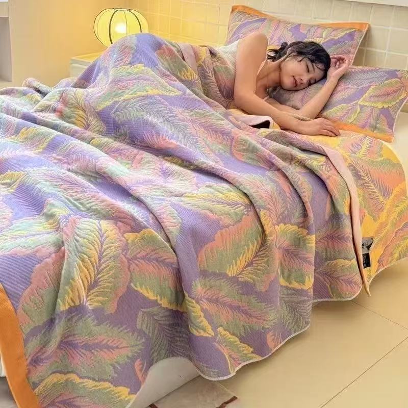 Muslin Cotton Bedspread - 6-laags mousseline deken queensize, lichtgewicht zomer