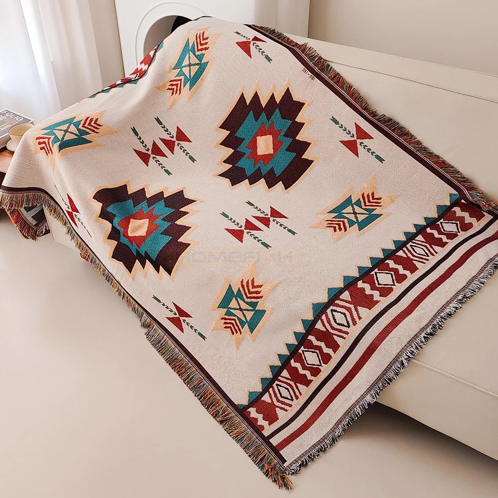 Boho Throw Blanket Fringe - Azteekse deken Oversized Boho-deken met franjes