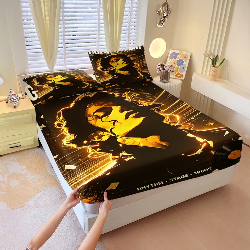 Fitted Bed Sheets Deep Pocket - Pop Icon Michael Jackson hoeslakenset King