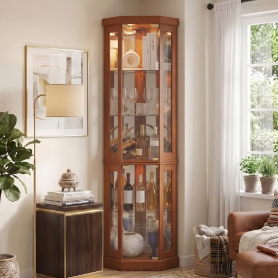 Storage & Organization - Hoekvitrinekast voor drankenopslag in de woonkamer: