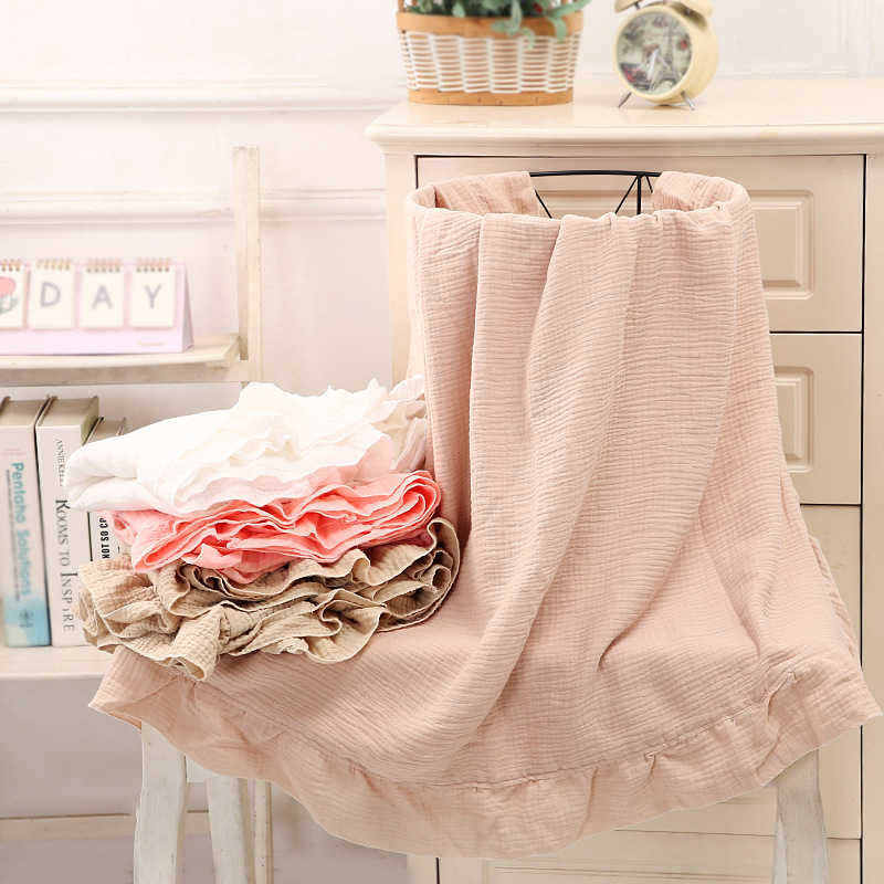 Muslin Cotton Bedspread - 100% katoenen geruite mousseline deken, 2-laags