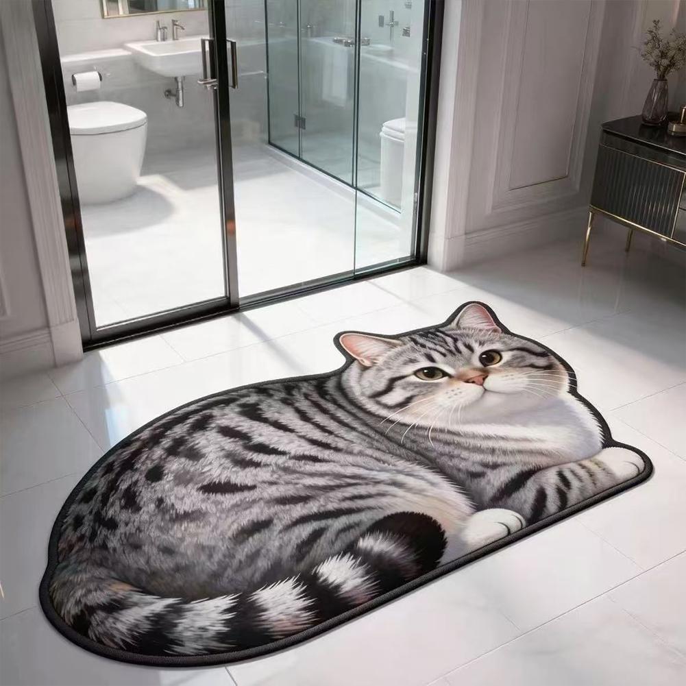 Quick Dry Diatomite Bath Mat - 2D Schattige Kattenvormige Diatomeeënaarde Badmat Hoge