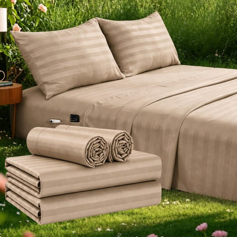 Gestreepte Koelende Lakenset K - Fitted Bed Sheets Deep Pocket recensie en prijs