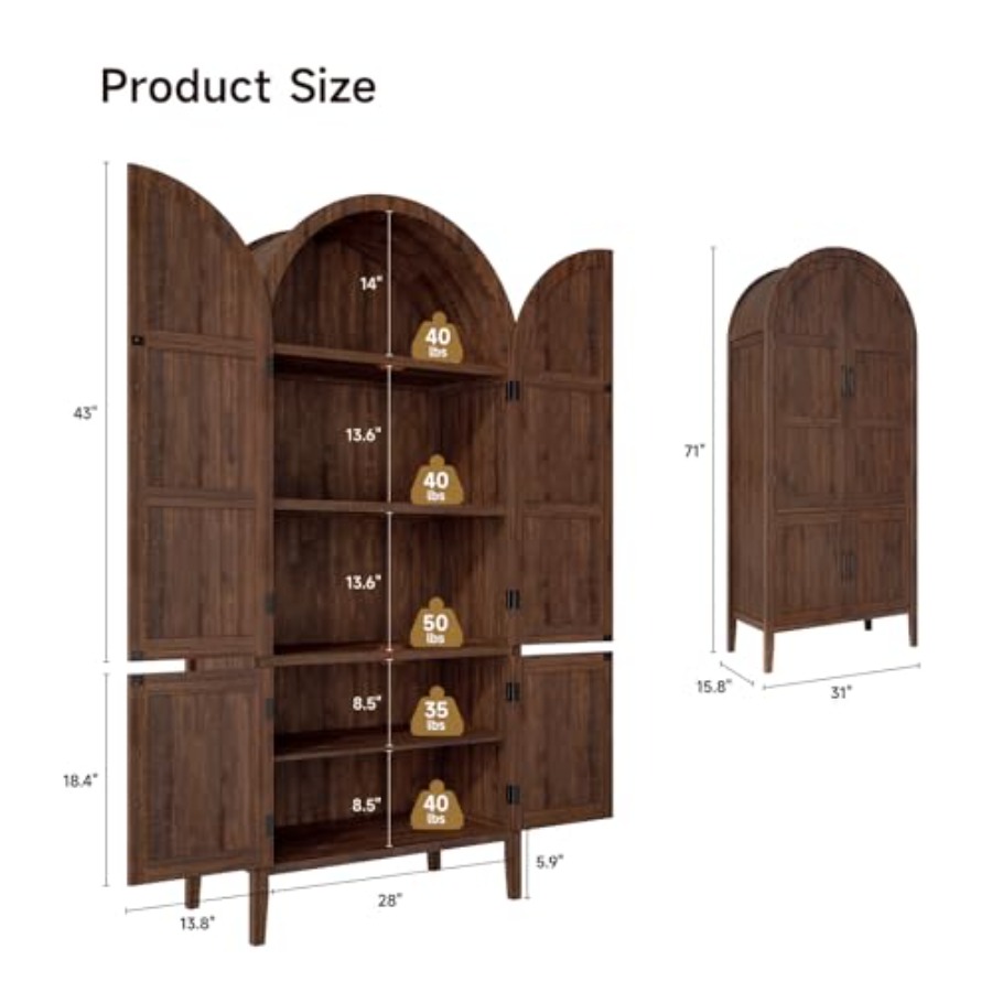 71 cm hoge houten gebogen kast - Storage & Organization recensie en prijs