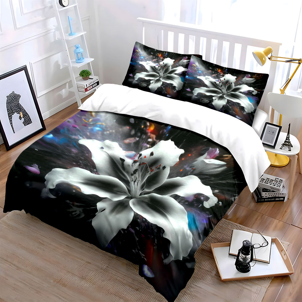 Abstracte witte lelie bloemen  - Aesthetic Floral Duvet Cover recensie en prijs