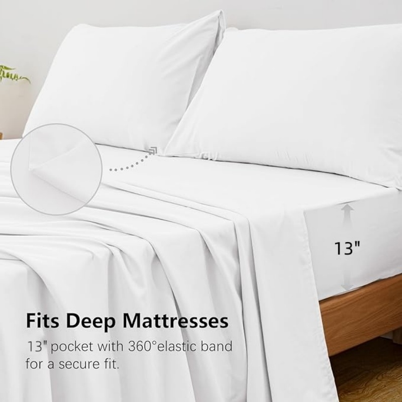 4 Stuks Kingsize Beddengoed Se - Fitted Bed Sheets Deep Pocket recensie en prijs