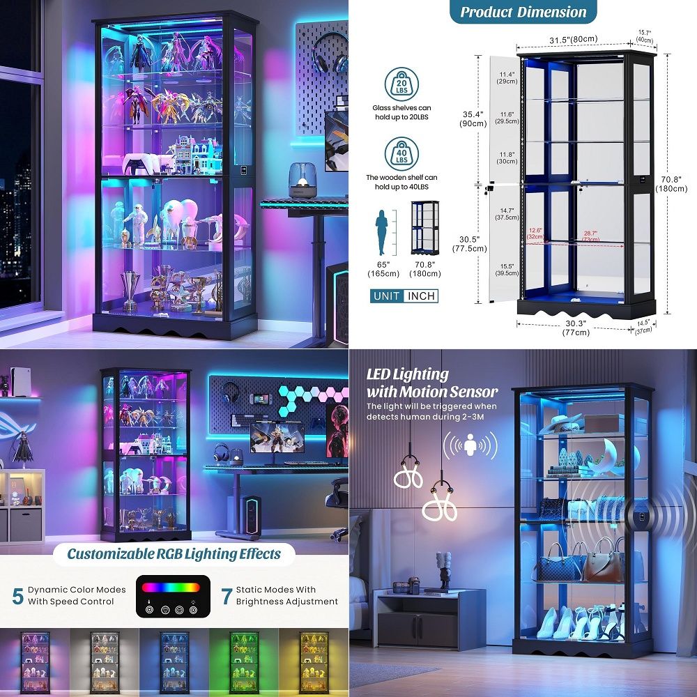 Vitrinekast met glazen deuren, - Lighting recensie en prijs