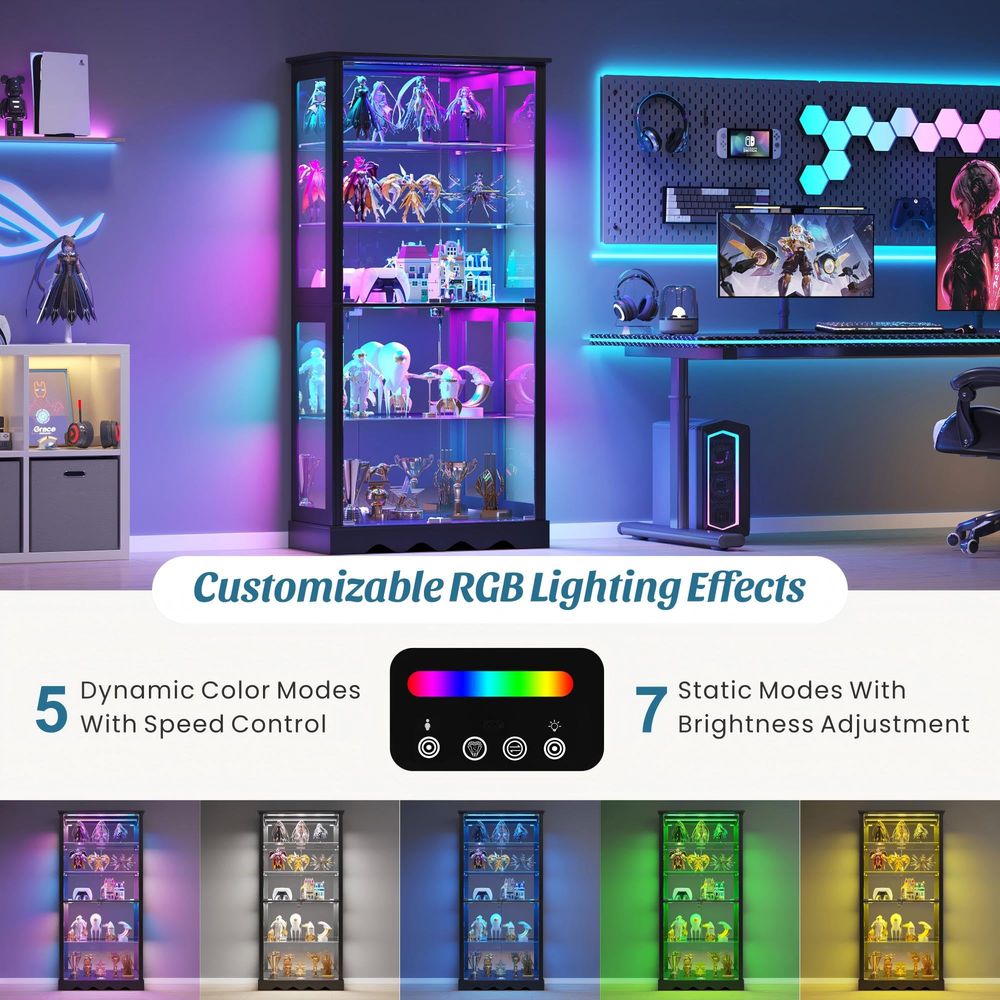 Vitrinekast met glazen deuren, - Lighting recensie en prijs