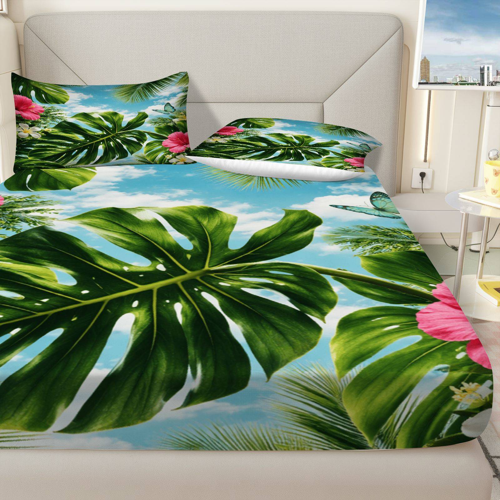 Tropische Hibiscus Beddengoeds - Fitted Bed Sheets Deep Pocket recensie en prijs