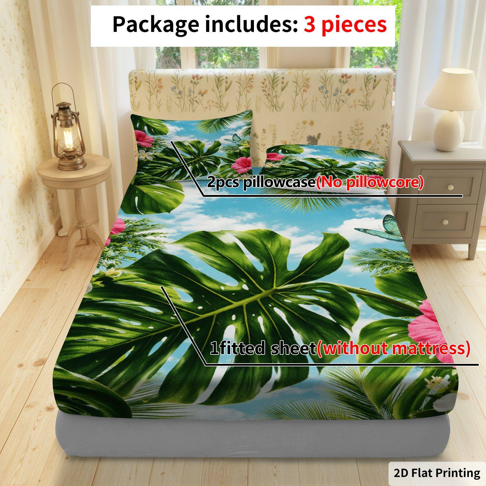 Tropische Hibiscus Beddengoeds - Fitted Bed Sheets Deep Pocket recensie en prijs