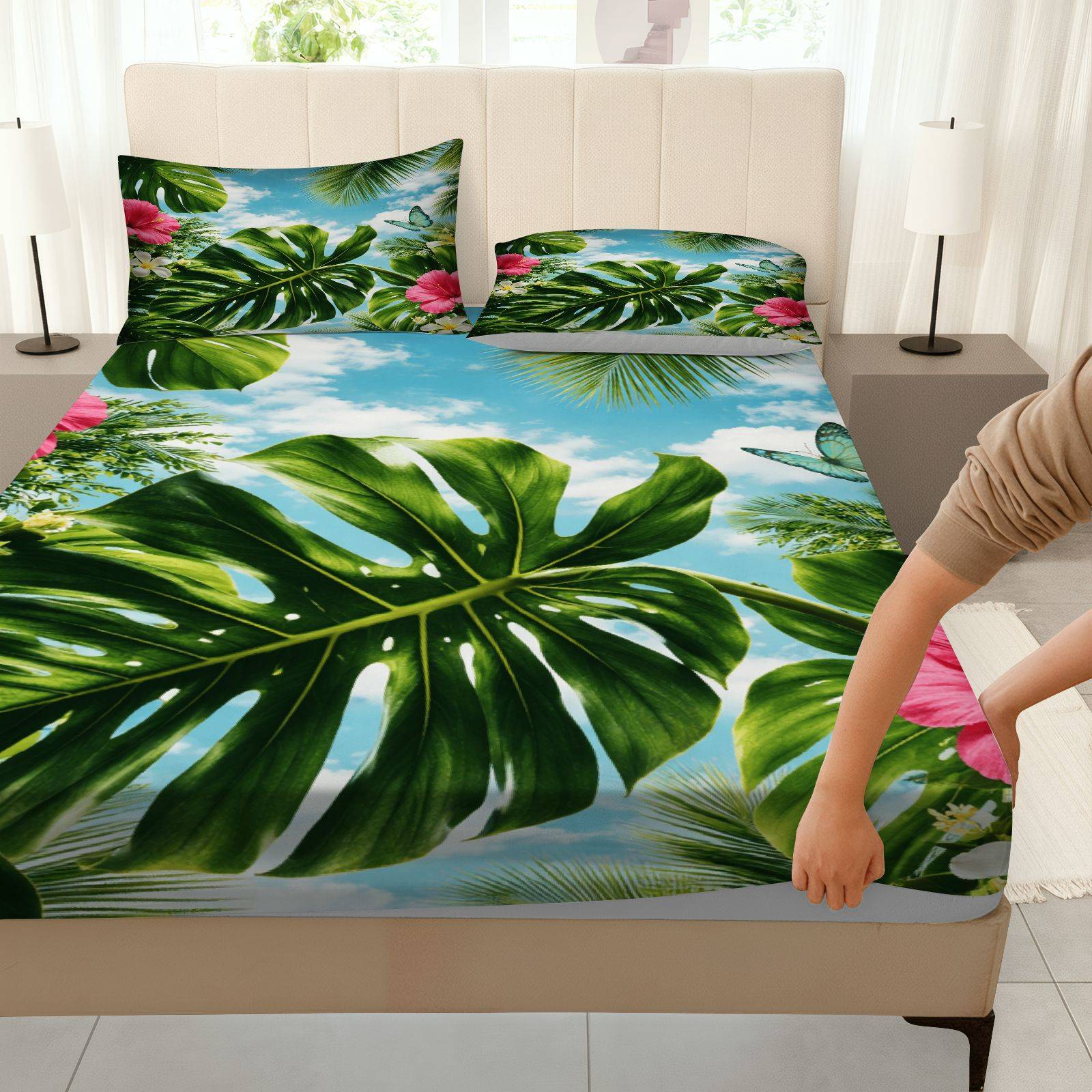 Tropische Hibiscus Beddengoeds - Fitted Bed Sheets Deep Pocket recensie en prijs