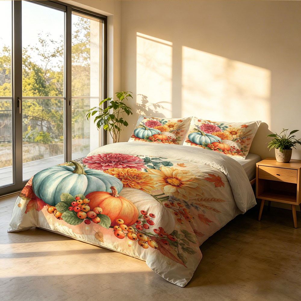 Aquarel lichtblauwe pompoen zo - Aesthetic Floral Duvet Cover recensie en prijs
