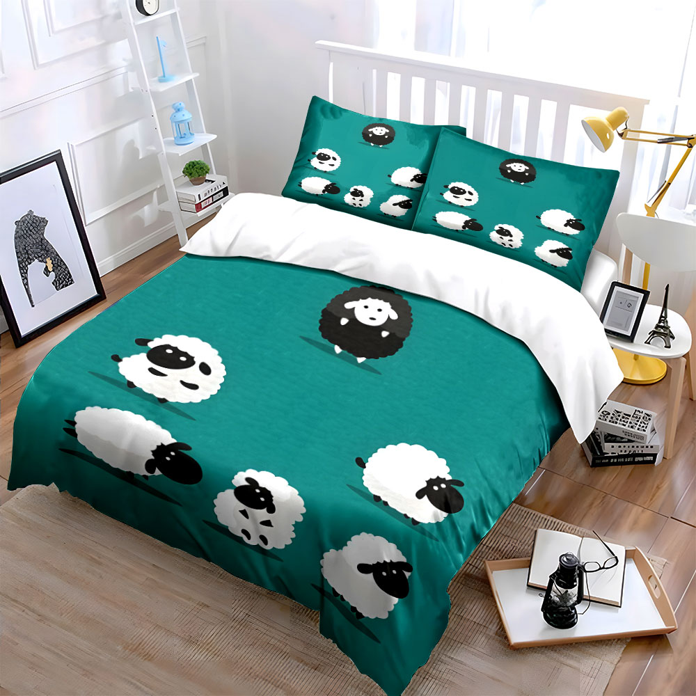 Cartoon schapen en een zwart s - Duvet Cover Sets With Zipper recensie en prijs