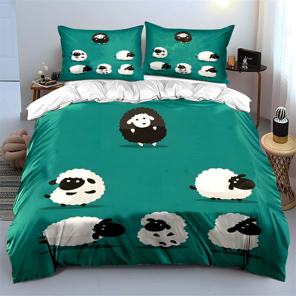 Cartoon schapen en een zwart s - Duvet Cover Sets With Zipper recensie en prijs